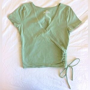 Hollister Wrap Front V-Neck Cropped Baby Tee